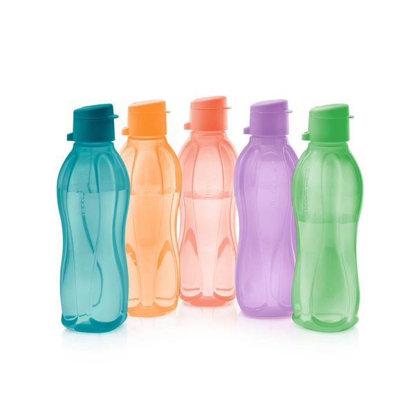 Tupperware Eco Reusable Water Bottles | Set of 5 | 16 oz / 500 mL Leak